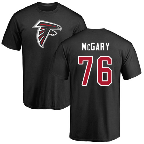 Atlanta Falcons Men Black Kaleb McGary Name And Number Logo NFL Football #76 T Shirt